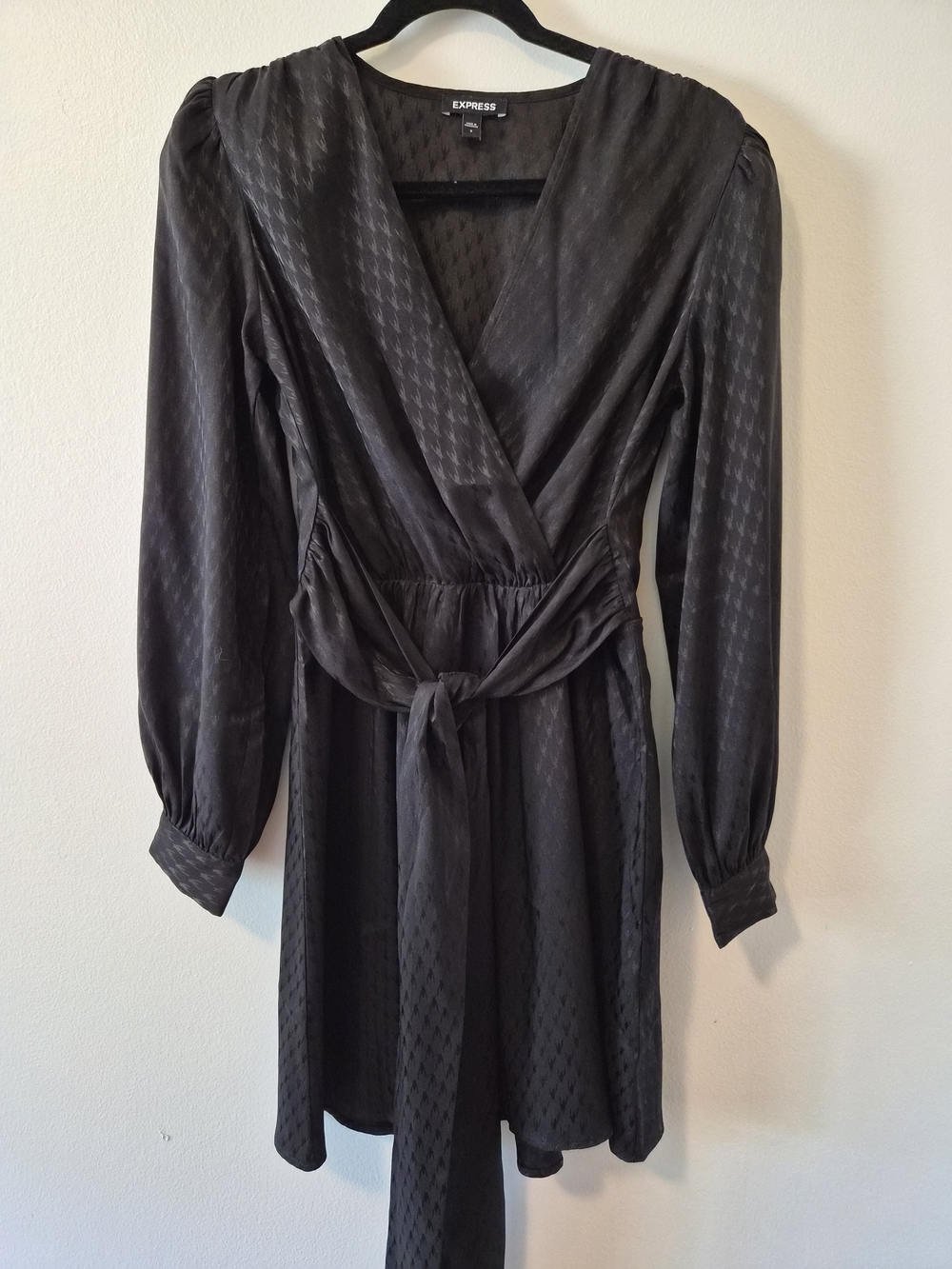 Express Black Long-Sleeve Wrap Style Dress Size Small
